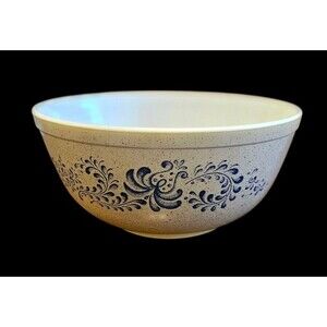 Vintage Pyrex 403 Homestead Mixing Bowl 2.5 Qts Blue & Tan Speckled Kitchen